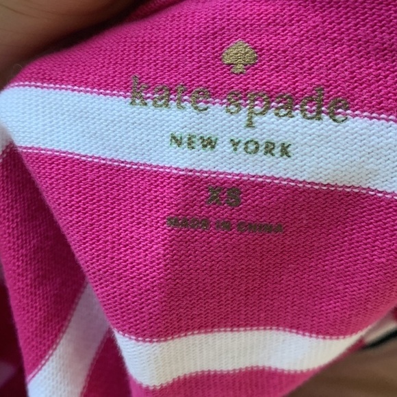 Kate Spade | Tropez Pink White Stripe Cotton Shift Dress size XS bow - Picture 3 of 9